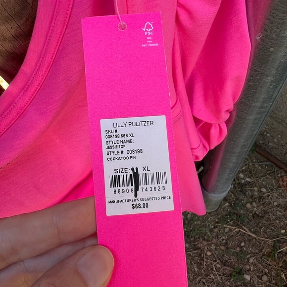 Lilly PulitzerJessie puff sleeves Pink Top - Picture 6 of 6